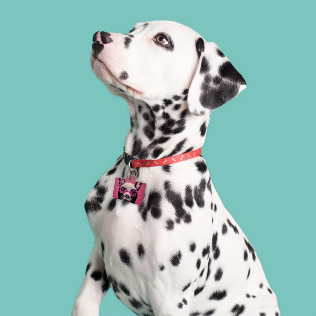 Pink Dog Pet ID Tag - Art Pet Tag - Print Pet ID Tag