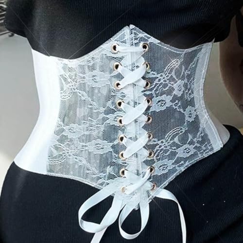 BODIY Women Lace Corset Belts Elastic Cinch Belt Tied Waspie Wide Waist Bustiers for Dress3