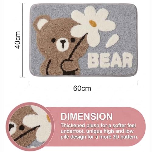 Image of Dream Weaverz 2000 GSM Super Soft Microfiber Bath Mat 40x60 cm | Ultra Absorbent Anti-Skid Quick Dry Bathroom Rug | Floor Mat for Bathroom, Bedroom, Kitchen, Home | Cute Design Bathmat