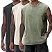 Yimoon Mens Tank Tops Workout Sleeveless Shirts Cotton Acid Wash Tees Loose Gym Muscle Shirts(BlackBeigeArmy-XL)