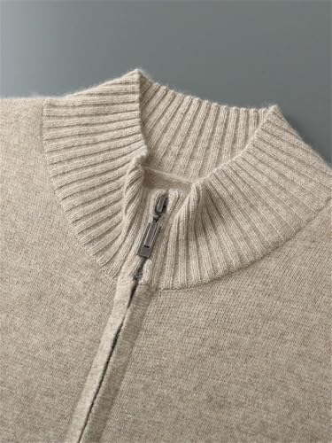 Men Zipper Mock Neck Cardigan Long Sleeve Thick Sweater Wool Knitwear Sweaters Casual Stand Collar Cardigan4