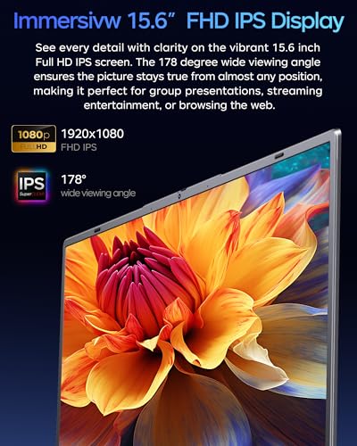 Image of Laptop 12GB RAM 256GB SSD, Pentium Gold 6500Y, 15.6 Inch FHD IPS Display, Thin & Lightweight Laptops with USB-C, USB 3.2, HDMI, TF Card Slot, WiFi 5, Laptop Computers for Work Study Everyday Use