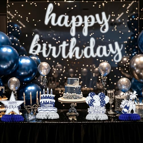 Elegantes decoraciones de mesa plata azul de panal de abeja, set de 12 piezas reutilizables 7