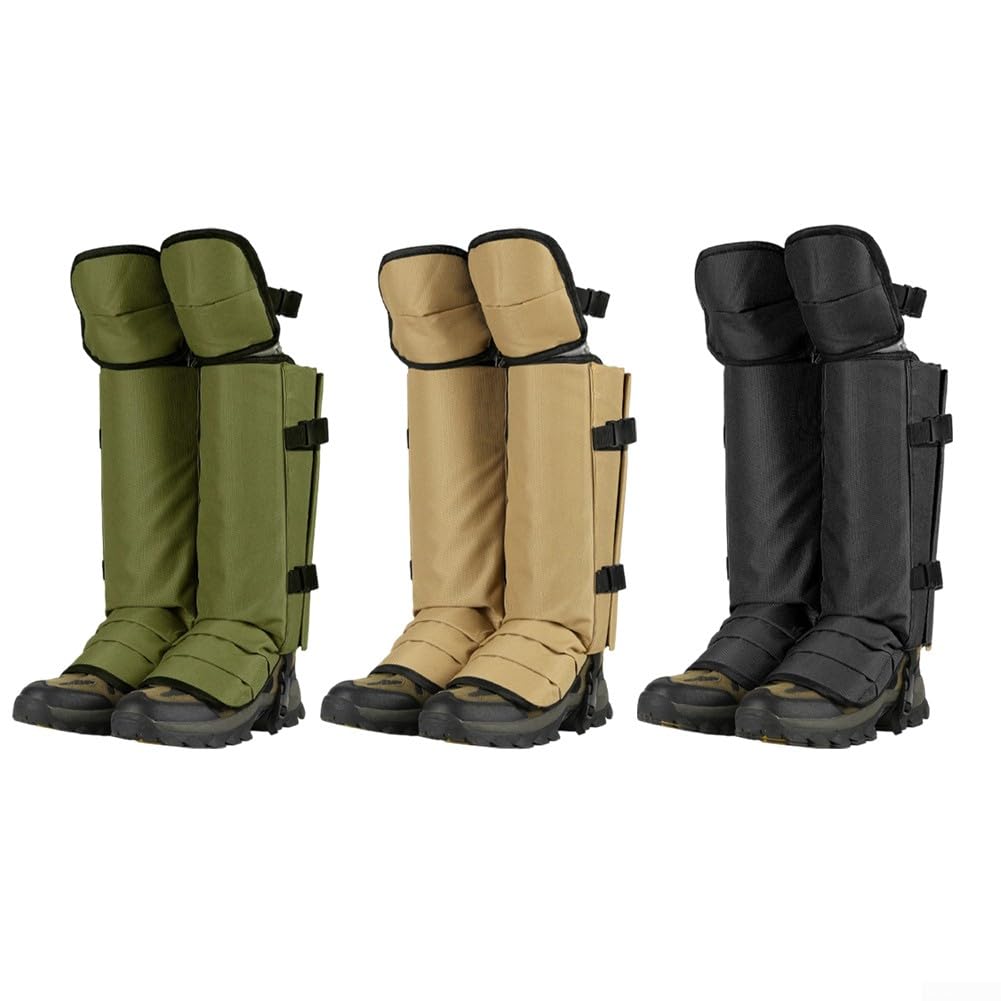 Ghette regolabili per escursionismo, 1 paio di protezioni per gambe impermeabili per uso esterno, tessuto Oxford 500D, unisex, per escursionismo, caccia, campeggio (nero)