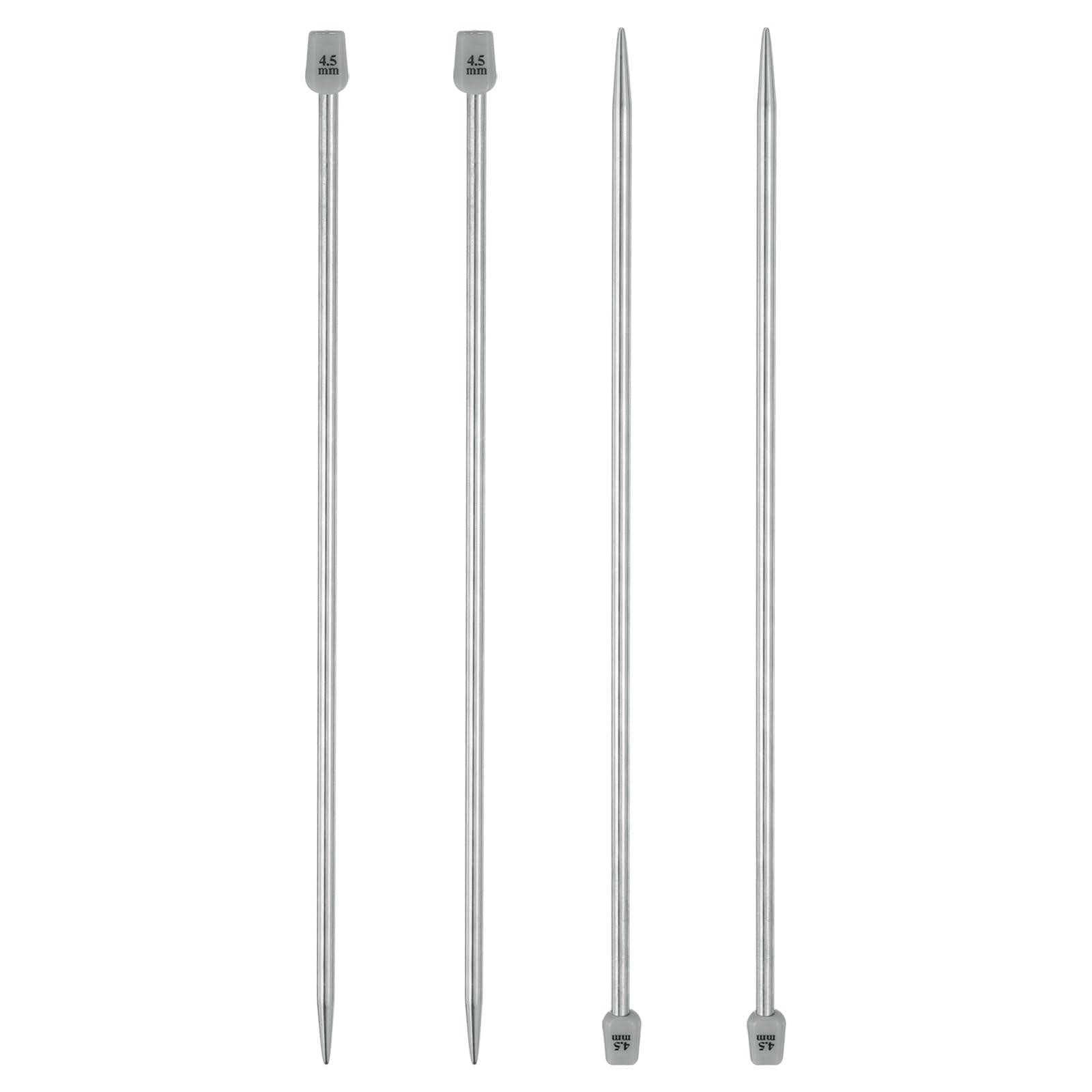 sourcing map 4Pcs 4.5mm(7) Single Pointed Knitting Needles Stainless Steel 9.84 Inches Length Metal Weaving Tool for Handmade Projects DIY Knitting