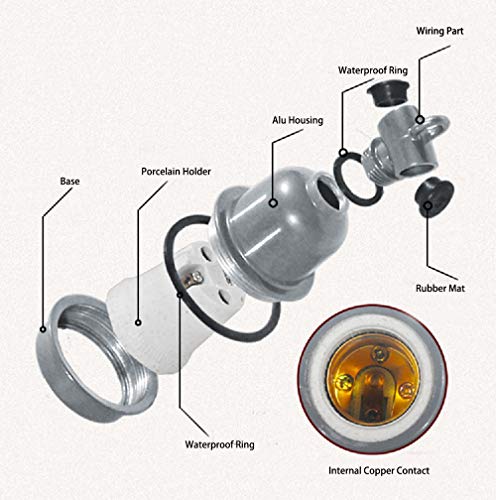 E-Simpo 2Pcs E39/E40 Medium/Mogul Dust/Waterproof Screw Porcelain Diy Livestock Veterinary Farm Light Socket High Temperature Resistant Tee Lamp Holder Hang (E39/E40) #TOP4
