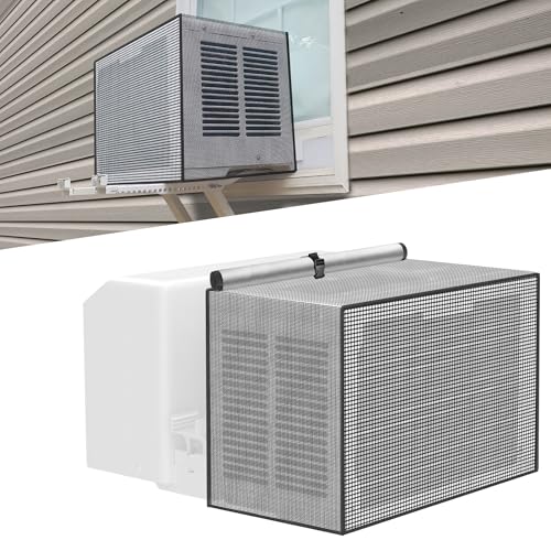 Image of Air Conditioner Covers for Outside Window Units: Mesh Cover for Midea U Shaped AC 8000BTU 10000BTU 12000BTU, Waterproof Breathable PVC AC Cover, Anti-Leaf, Easy Air Flow, 20 inchx12.6 inchx13 inch, Black