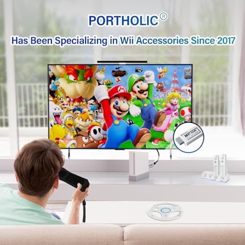 Image of PORTHOLIC Wii Remote Controller, 2 Packs Upgrade Wii Wireless Controller(Black and Black)