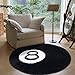 8 Ball Rug, 40 inch Big Round Carpet for Home Decor, Washable 8 Ball Mat, Stussy Cool Eight Ball Carpet for Bedroom Living Room, Black Circle Rug