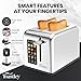 Toastley Smart Toaster 2 Slice with Screen Touch Control. 2 Slice Toaster Wide Slot, Extra Lift, Auto Shutoff, Timer, Toast, Defrost, & Reheat Functions, 880W, Silver