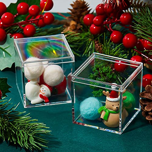 Image of Juexica 12 Pcs Clear Acrylic Boxes with Lid,Square,1.8 x 1.8 x 1.8 | Clear Plastic Boxes with Lids for Organizing and Displaying Jewelry, Candy, Crystals, Crafts, Party Favors and Collectibles