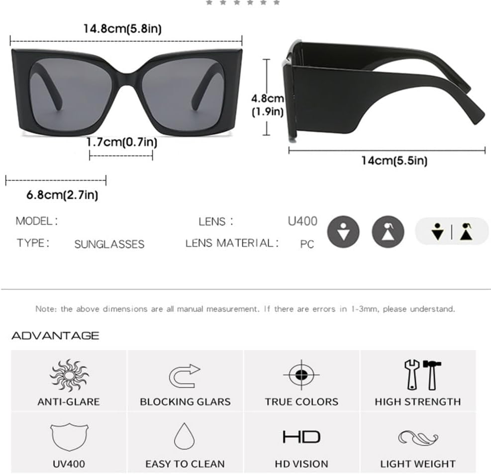 Oversized Sunglasses Men Women Gradient Color Sun Glasses Outdoor Eyewear Female UV400
