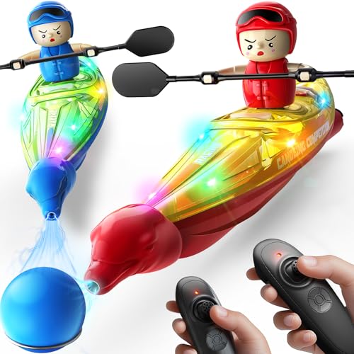 SYMA RC Boats 2 Pack for Kids 8-12, Remote Control Kayaks with 3 Magnetic Balls, 40 Mins Playtime (1 Battery), LED Lights, Perfect Water Toys for Pool, Water Table and Bathtub