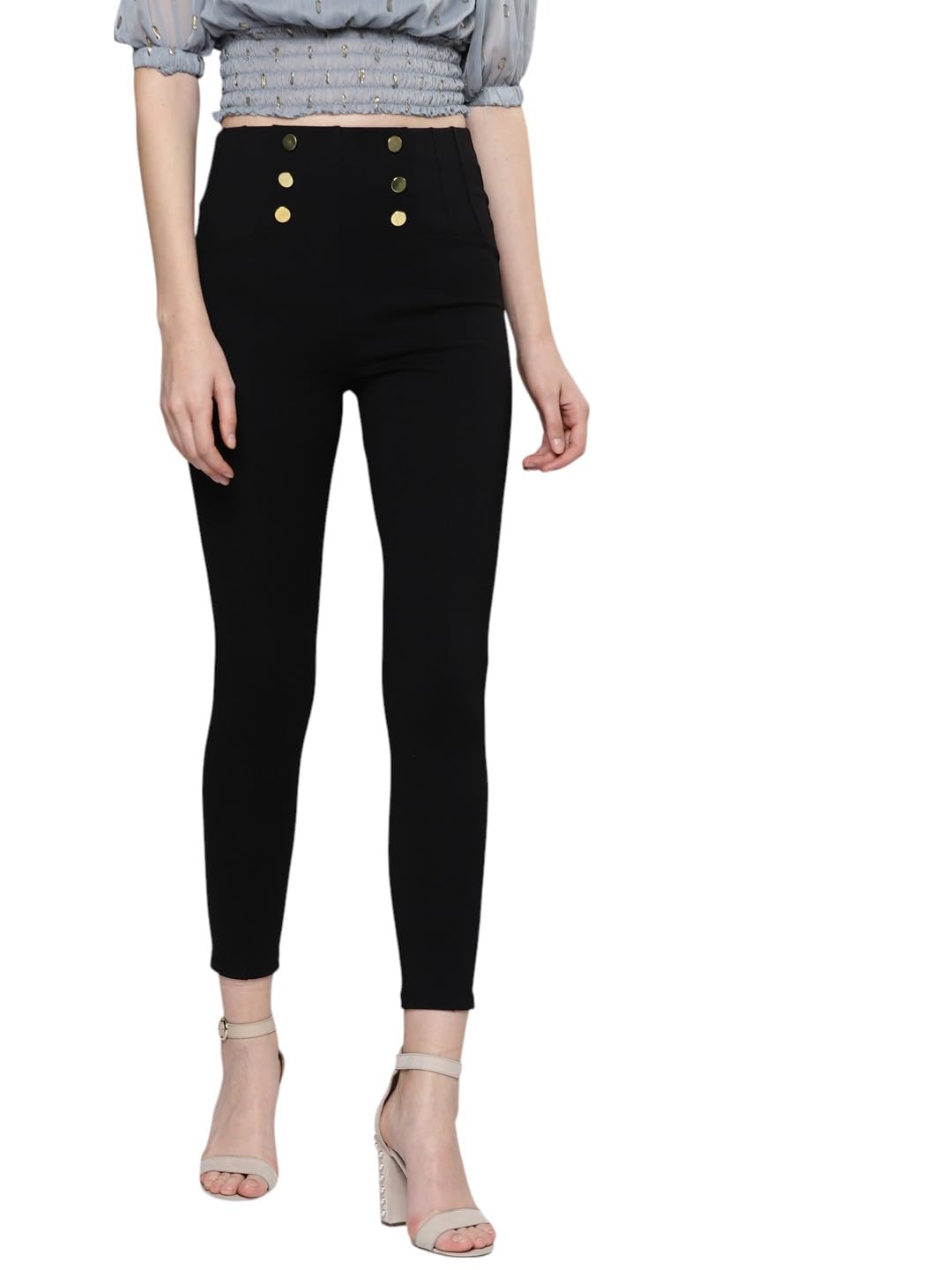 sassafras Women Front Button High Waist Jeggings-picture-19