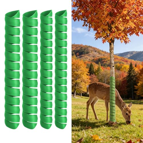 Spiral Tree Guards 4 Pack – Stop Animals, Mowers & Frost – 2 Sizes for Saplings & Fruit Trees – Flexible, Cuttable, Breathable