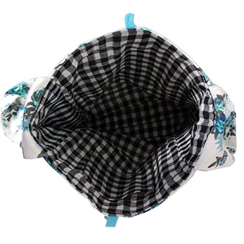 Image of Dekor World Cotton Multi Floral Blue Printed Jhola Bag (Pack of 1 Piece)