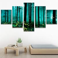 SIGNWIN 5 Panel Canvas Wall Art Modern Art Dramatic Forest Multicolor Photography Romantics Scenic for Home Decorations Ready to Hang - 60