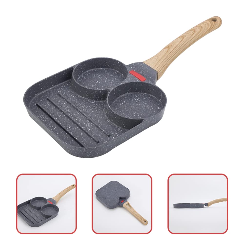 UPKOCH Padella Divisa in Minerali di Silicato Antiaderente 3 Sezioni Design a Scanalature Multiple per Cuocere Uova e Pancake Contemporaneamente per Cucina Domestica e Ristorante