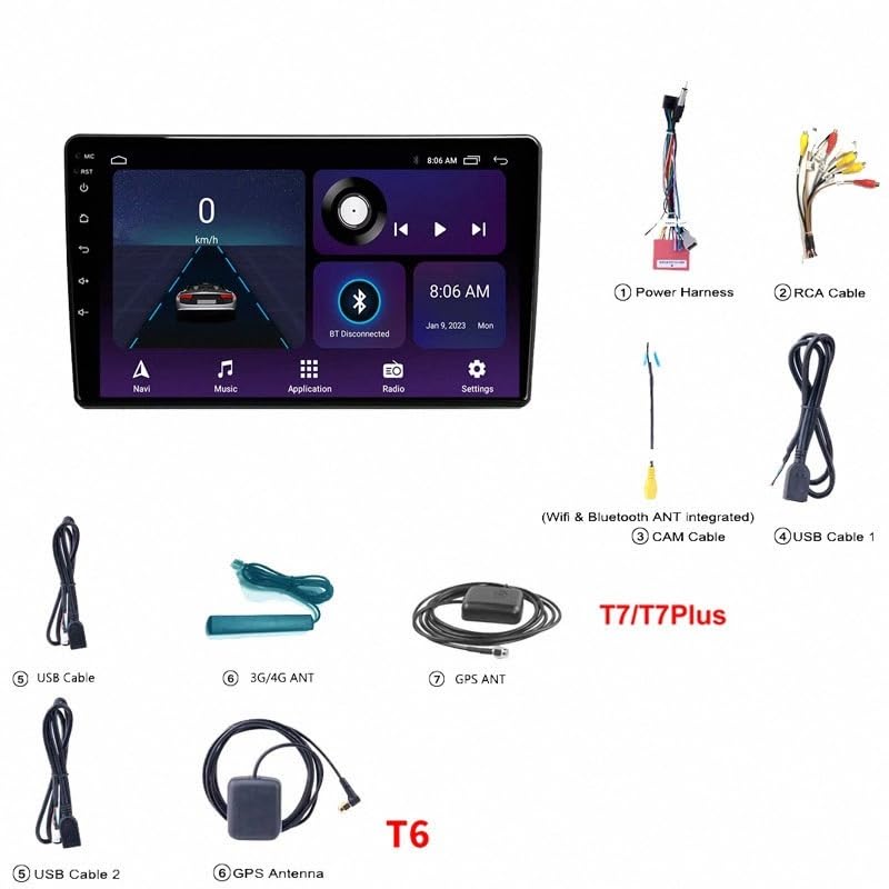 Pantalla de coche con Carplay inalámbrico, Android Auto y Bluetooth 4G+64G 6