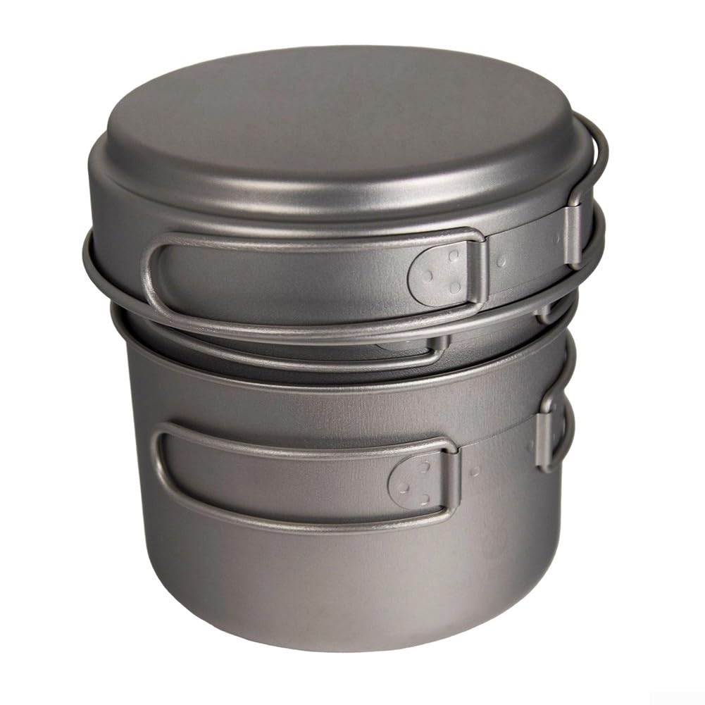 Honseadek Pure Ti Kochgeschirr, Titan-Camping-Sets, ultraleichte Rucksackausrüstung, Outdoor-Kochutensilien, tragbarer Topfpfannenbecher, Wanderküchenwerkzeug, leichtes Chaos Kit