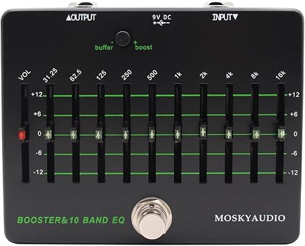 BOOSTER 10-BAND EQ Effect Pedal EQ and Clean Buffer Booster for Guitar Bass True Bypass
