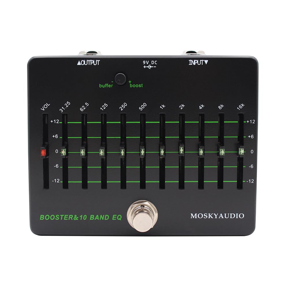 Pedały efektów gitarowych i basowych z 10-pasmowym korektorem EQ i wzmacniaczem Clean Buffer z przełączaniem True Bypass