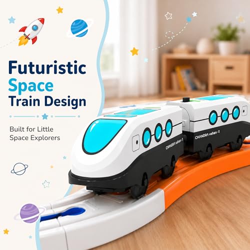 Image of Lifelong Space Trainset 33 PCS | Battery Operated Toy Train Set | DIY Train Track Set with Lights & Sounds | Magnetic with Space Theme Train Set for Kids 3-7 Years (LLCRCT04)