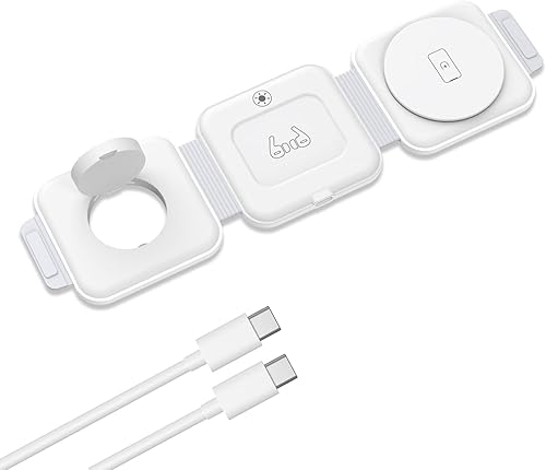 ORIA Cargador inalámbrico plegable 3 en 1, almohadilla de carga inalámbrica rápida con luz indicadora de carga, estación de carga plegable para iOS,