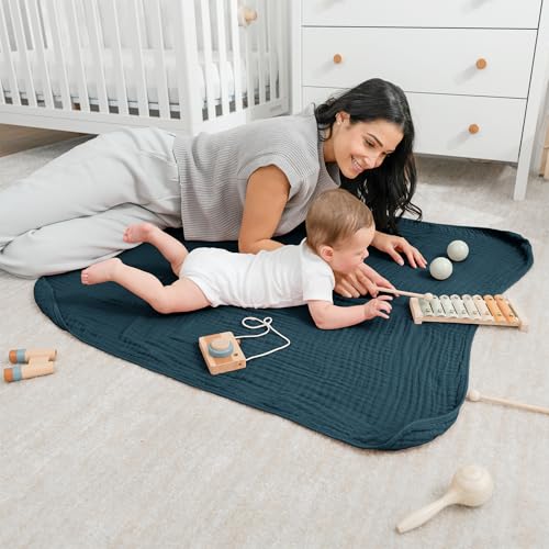 Image of Comfy Cubs Muslin Baby Blanket - Soft, Lightweight, 6-Layer Cotton Swaddle Blankets for Newborns, Infants & Toddlers - 40 inch x 40 inch Large, Breathable & Versatile for Sleeping & Tummy Time - Neptune