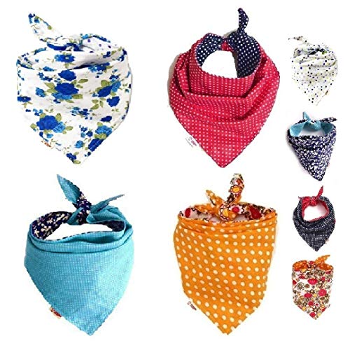FUNPET 4 Pcs Dog Bandana Triangle Bibs Bright Coloured Scarfs Accessories for Pet Cats and Baby Puppies
