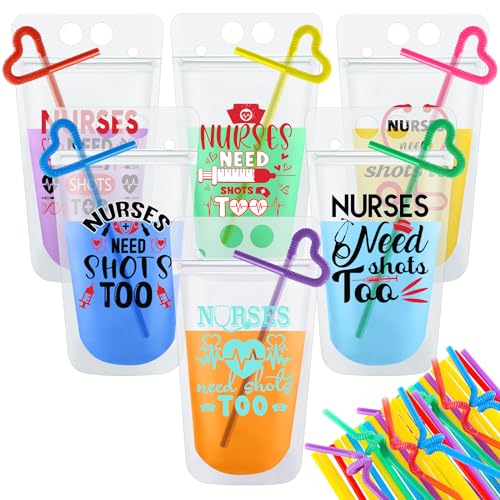 Seematn 24 sets de bolsas de bebida con popotes nurse miniatura 1