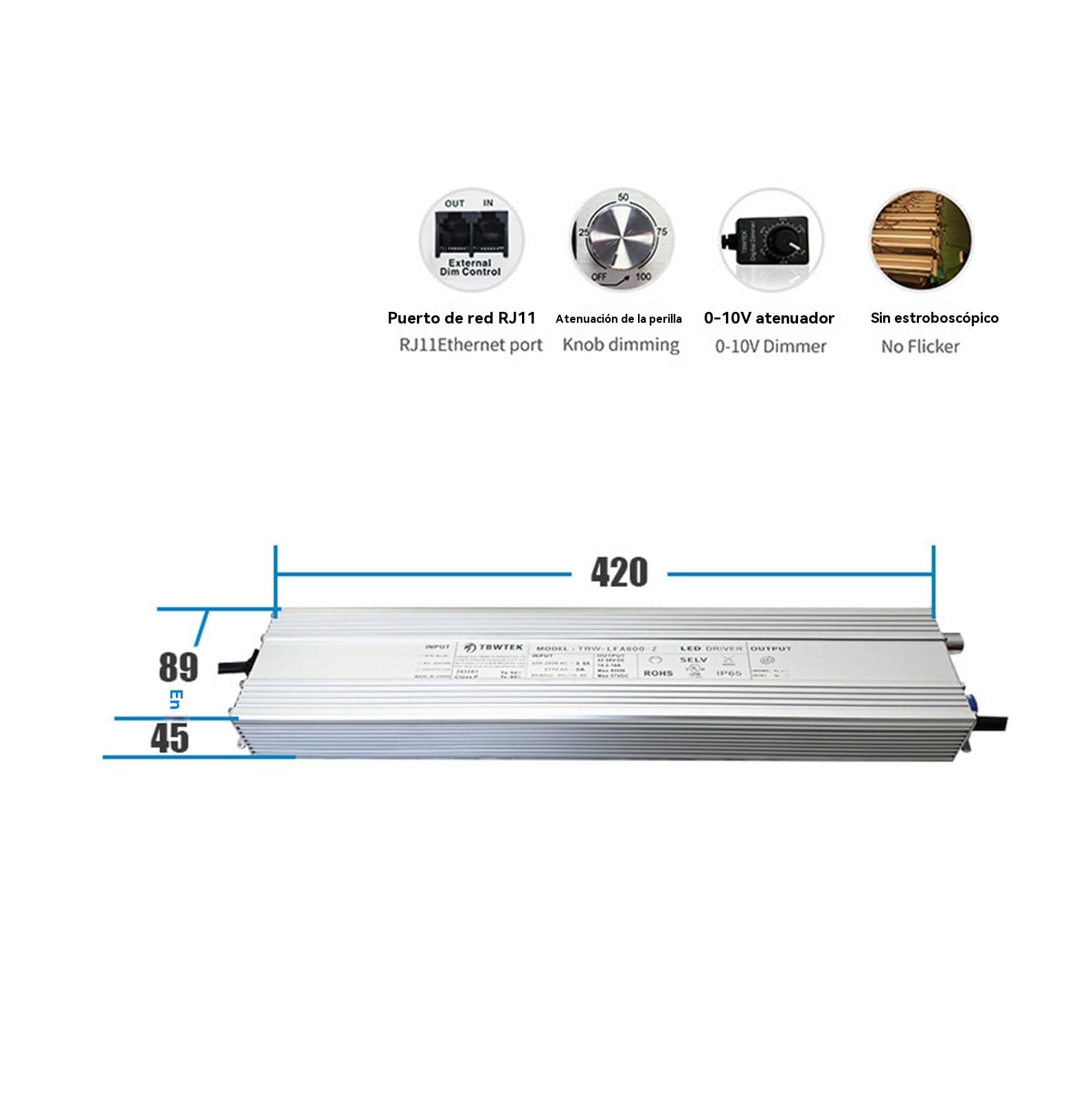 Transformateur LED Alimentation LED Haute Puissance 800 W, Courant Constant 0-10 V, variateur d'intensité, éclairage paysager, éclairage Intelligent, Facile à Installer