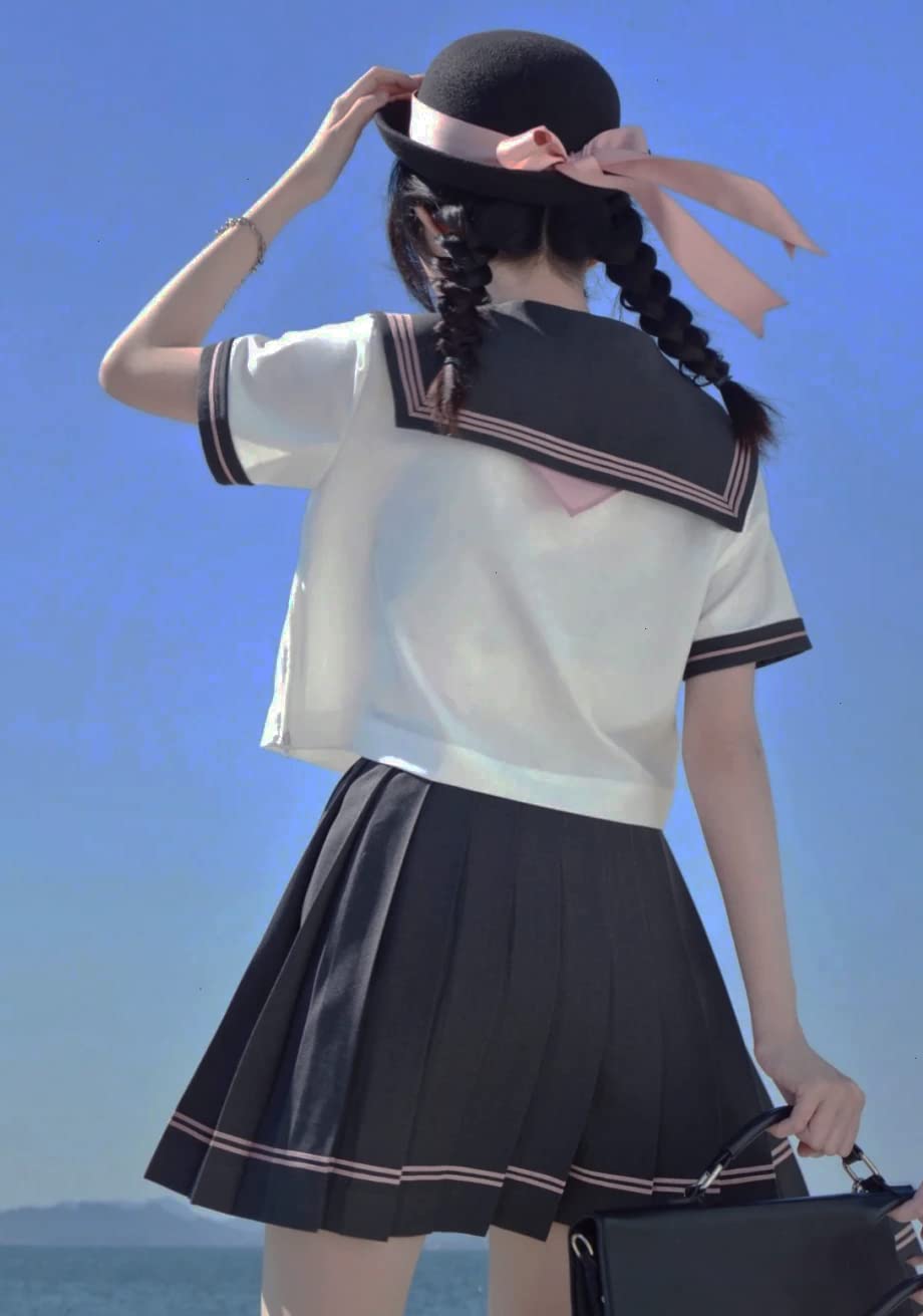 Amazon.co.jp: 【まるこの猫柳】 グレー ピンク セーラー服 長袖 半袖 