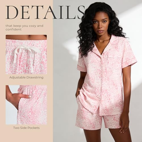 Image of LYCY Womens Pajamas Set Floral Print, Soft Pajamas for Women Shorts Set, Summer Button Down 2 piece Women Pjs