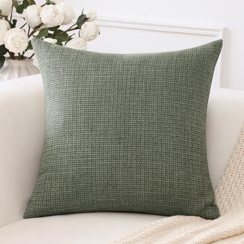 Artscope Linen Cushion Covers Set of 1 Decorative Square Pillowcase Pillow Cover 24x24 Inch for Home Decor Sofa Bedroom Car 60x60cm Gray Green - Image 4