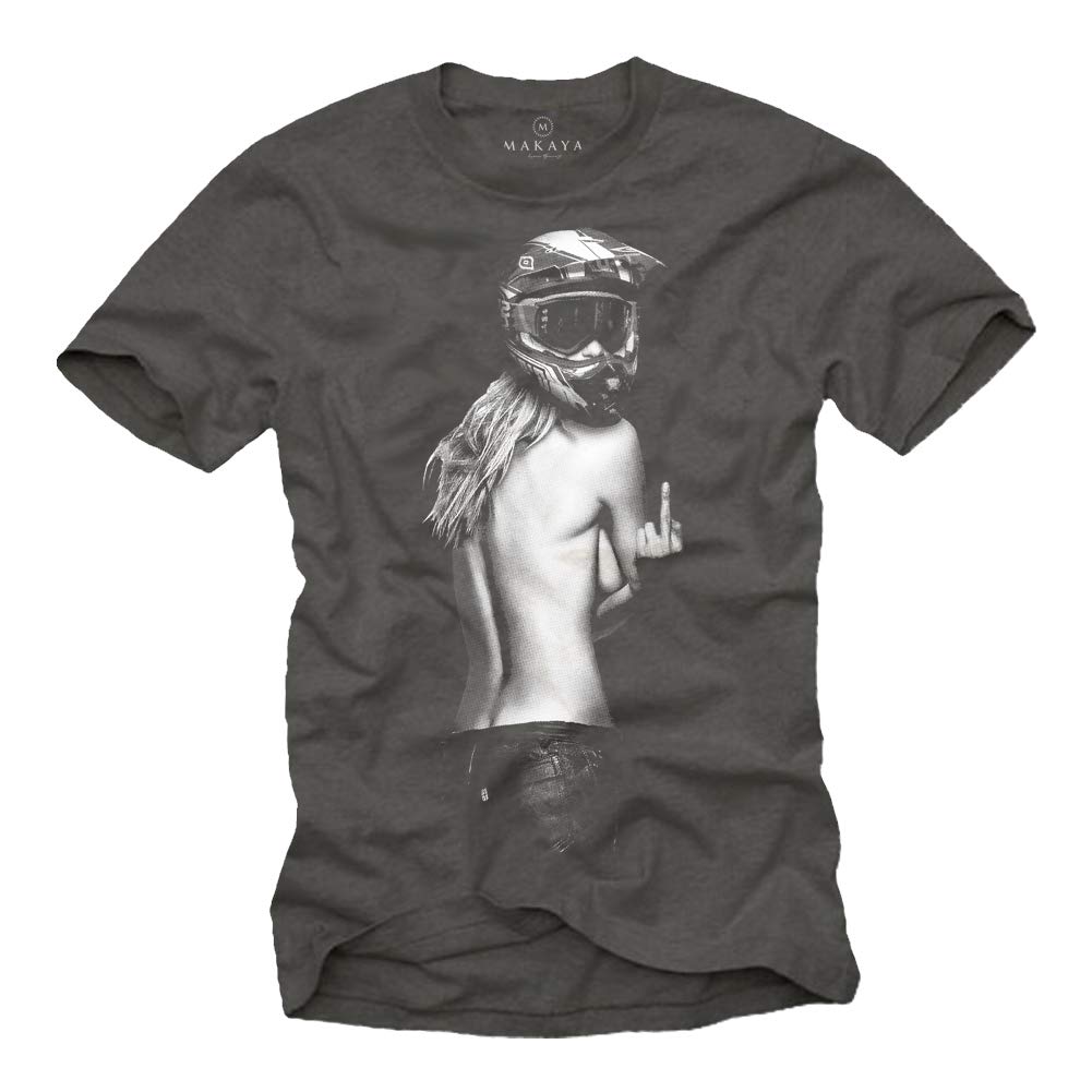 Ropa de Moto Hombre - Camiseta Motocross - Chica con Casco Moto Integral — view 4