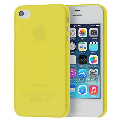 doupi UltraSlim Funda para iPhone 4 4S, Finamente Estera Ligero Estuche Protección, Amarillo