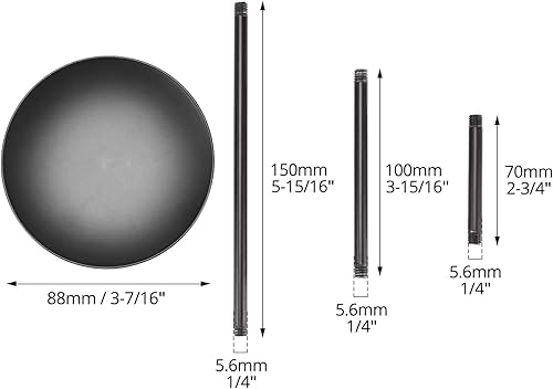 Miniatura 6 de QWORK Elegante portavelas negro de 3 pilares, centros de mesa de hierro forjado de metal resistente con acabado mate, juego de 2