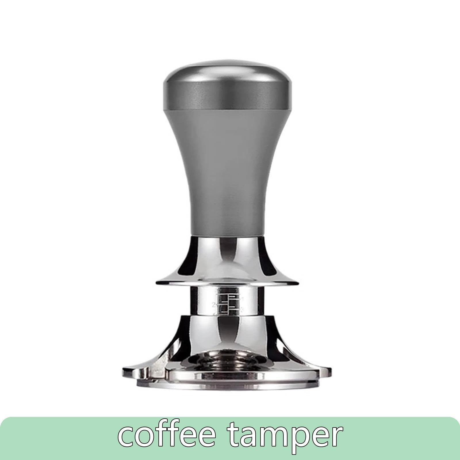 Tamper De Café 51mm 58,5mm Base Plana De Acero Inoxidable Presión Constante Calibrado Resorte Cargado Accesorio De Barista Espresso Multiusos(58.5MM Grey)