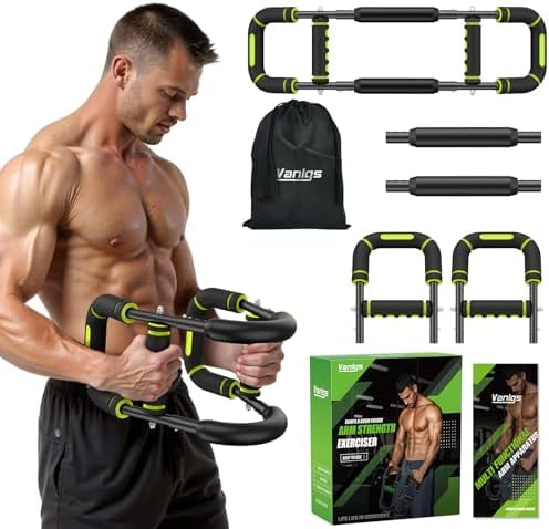 Twister Arm Trainer for Men, Chest Workout Equipment 5-Level Adjustable (40-130lb) with Ergonomic 27° Targets Biceps/Clip/Thigh, Portable Exerciser for Home Gym Travel Fitness