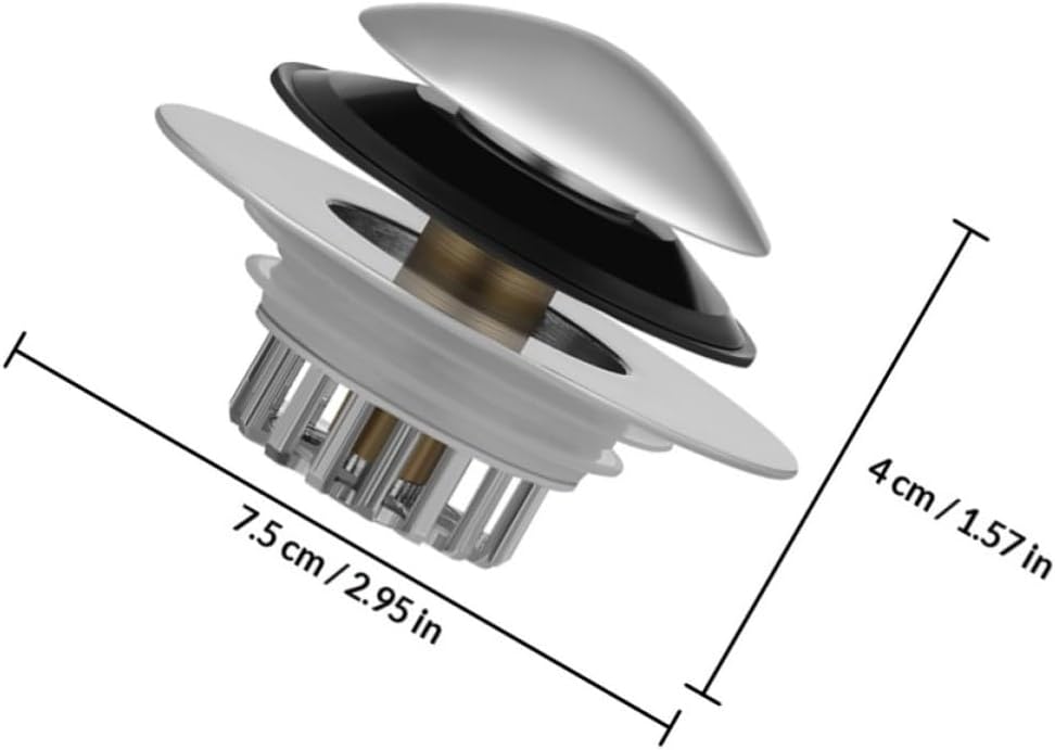 Kichvoe Copper Bathtub Drain Stopper with Spring Structure, Silver Tub Plug Featuring Smooth Drainage and Anti-Clogging Function, for Bathroom Drain Hair Catcher