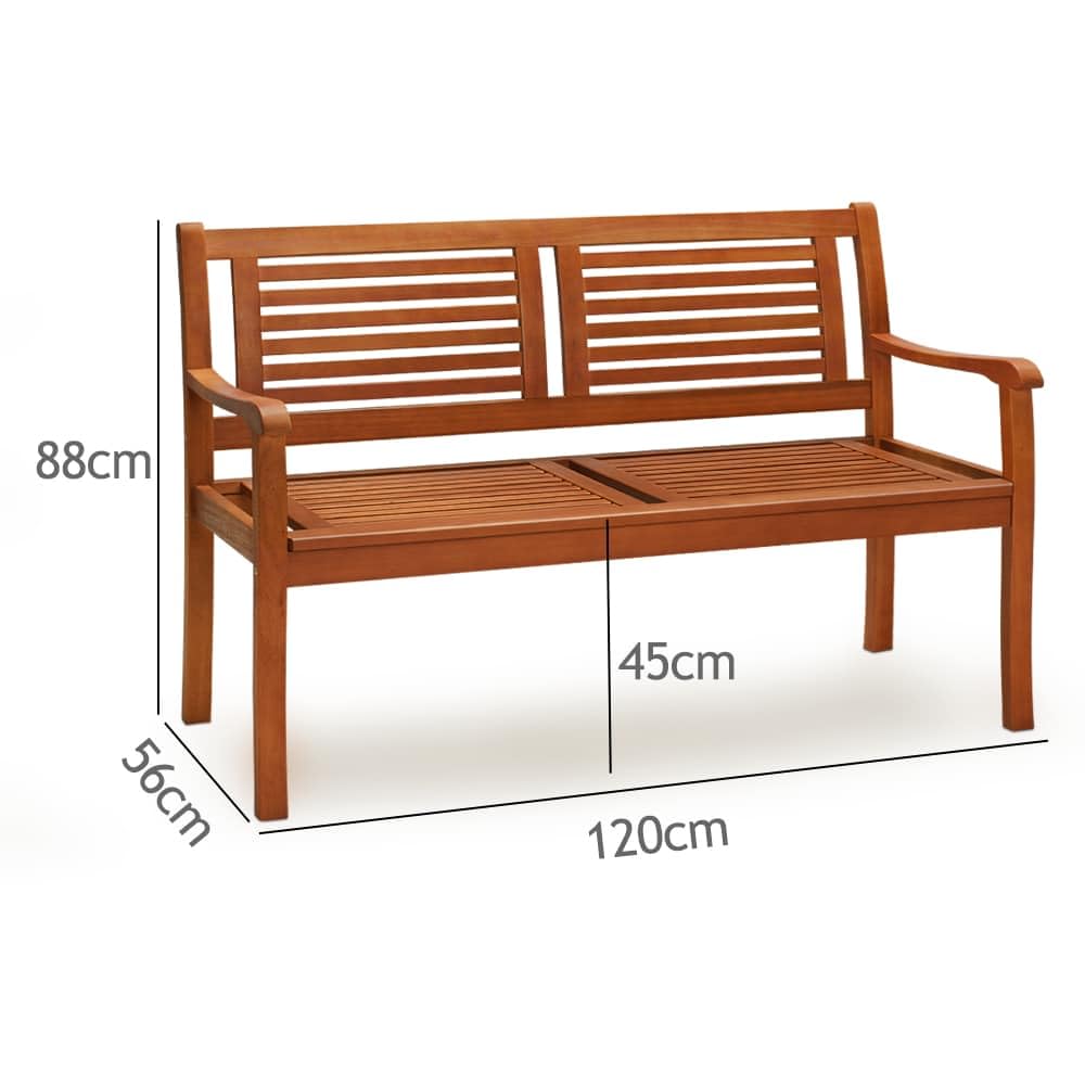 Casaria Banc de Jardin en Bois Eucalyptus Pré-huilé 2 Places pour Balcon, Terrasse et Extérieur