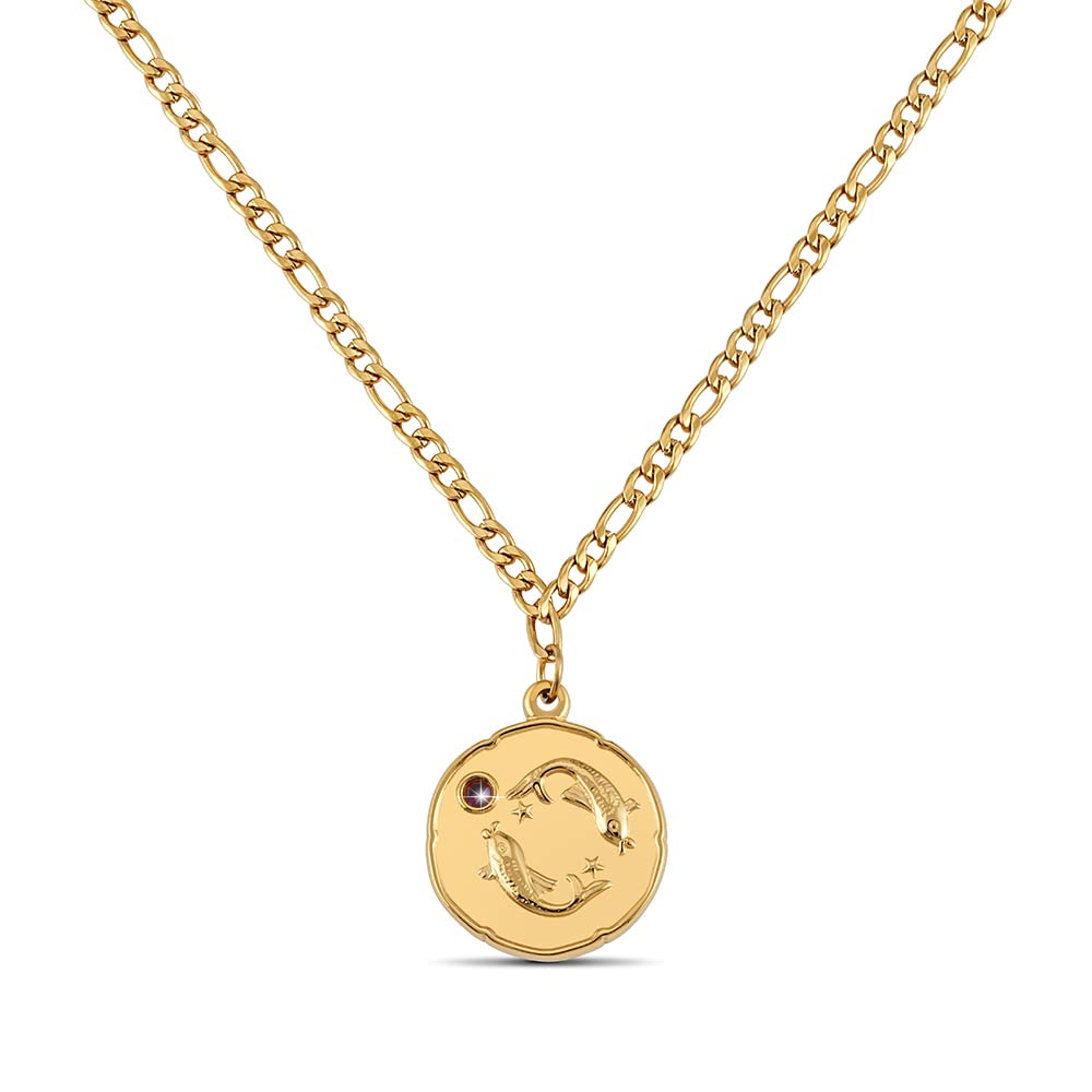 GD GOOD.designs Sternzeichen Kette Gold mit Geburtsstein für Damen | 18K vergoldete Halskette mit Zodiac Anhänger