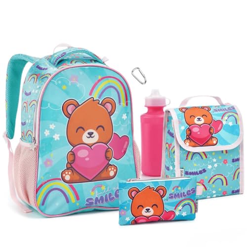 Kit mochila pandinha fofo com lancheira, estojo e garrafa escolar e mochila completo de panda