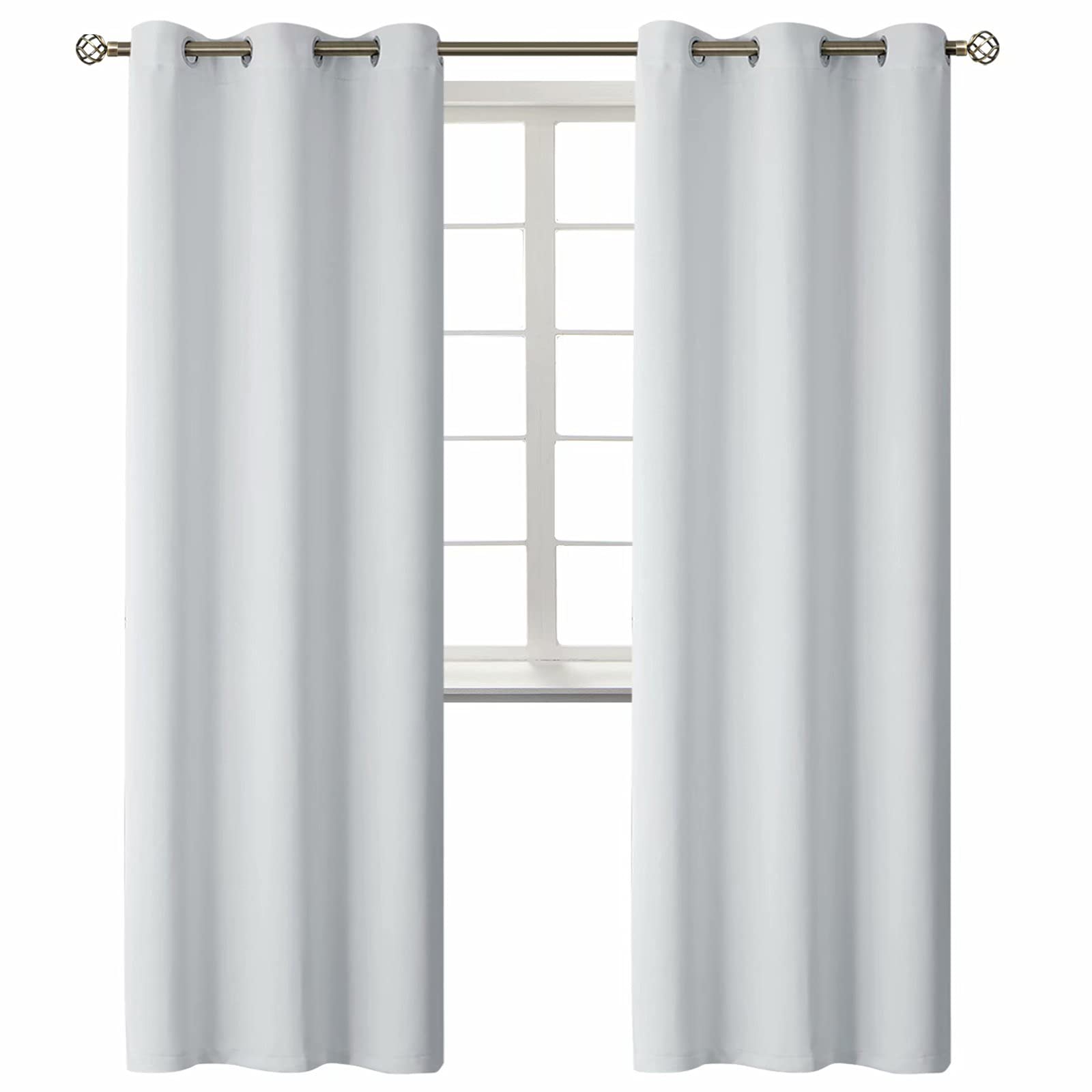 BGment Room Darkening Curtains 84 Inches Long - Grommet Thermal Insulated Drapes Window Treatment Curtains for Bedroom, 2 Panels, 42 x 84 Inch, Greyish White
