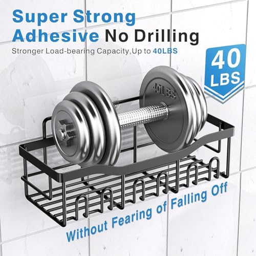 Image of Nieifi KIMEE 5 Pcs Bathroom Organiser Without Drill - Stainless Steel Bathroom Accessories Set, Self Adhesive Shower Caddy Stand for Wall, Rustproof Storage Rack for Shampoo, Soap, Toothbrush Holder