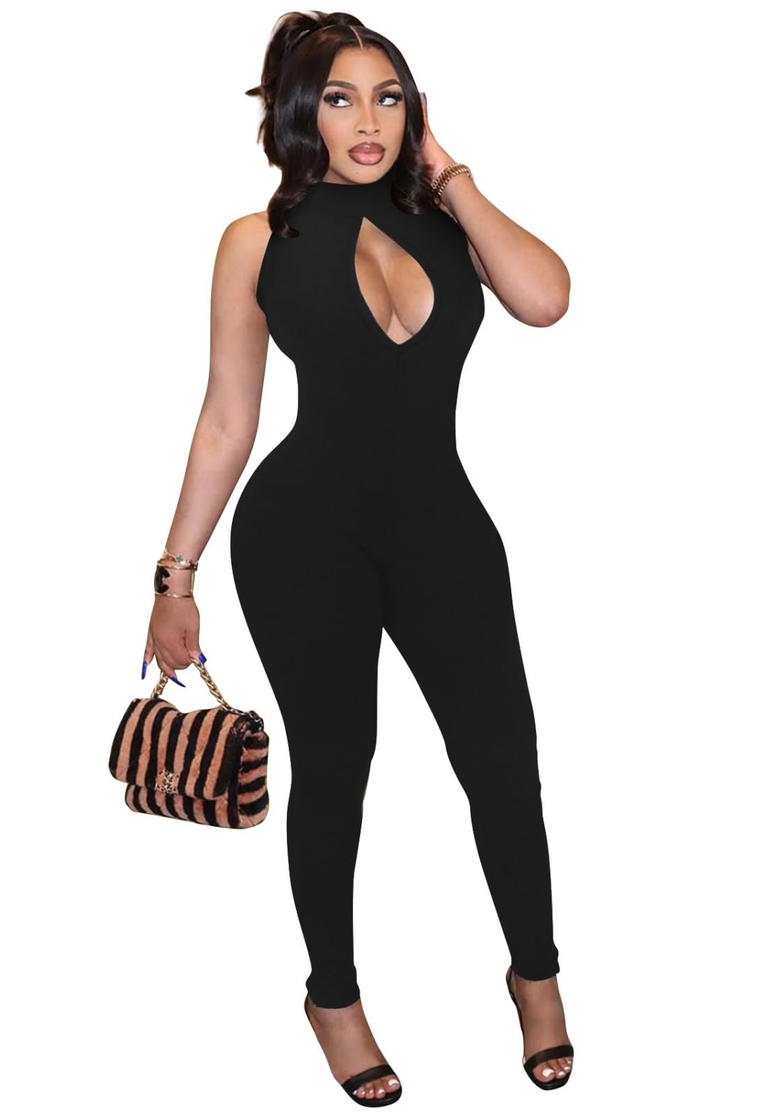 hafailia Women Sexy Sleeveless Jumpsuit One Piece Bodycon High Waist Club Outfits Catsuits-picture-10