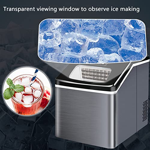 Fabricadora de hielo de mostrador, máquina de hielo auto-limpiable, portátil y compacta para cubos de hielo, acero inoxidable, 55 lb en 24 horas, ideal para hogar/cocina/oficina/bar miniatura 2