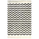 Color: Negro y blanco vidaXL Alfombra de Algodón Kilim 120x180cm Estampado Negro/Blanco Decoración