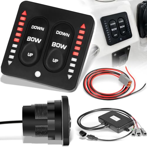 15270-001 LED Indicator Two-Piece Tactile Trim Tab Switch Kit w/Pigtail - Compatible with Lenco Single Actuator Trim Tab Systems 12V/24V - Low-Profile Remote Control Box Auto-Retract Backlit Keypad